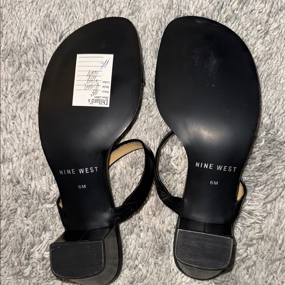NWT Nine West Black Double-Strap Slide Mules 2” heel black leather 6M feminine - Picture 6 of 9